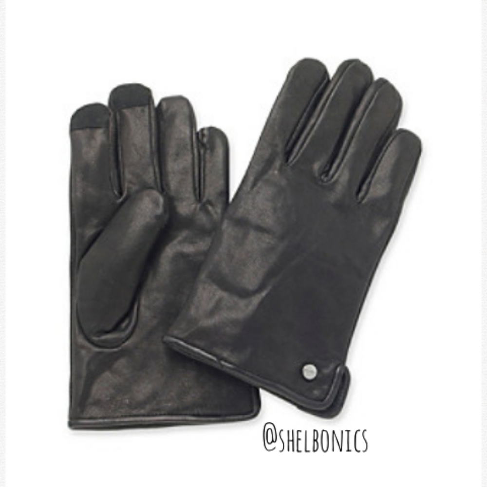 NEW Calvin Klein ▪ Men's Black Leather Glove Gloves Driving Classic Iconic [M]